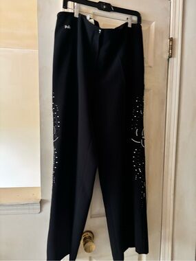 Women’s Black Dress Pants with Side Rhinestone Embellishment